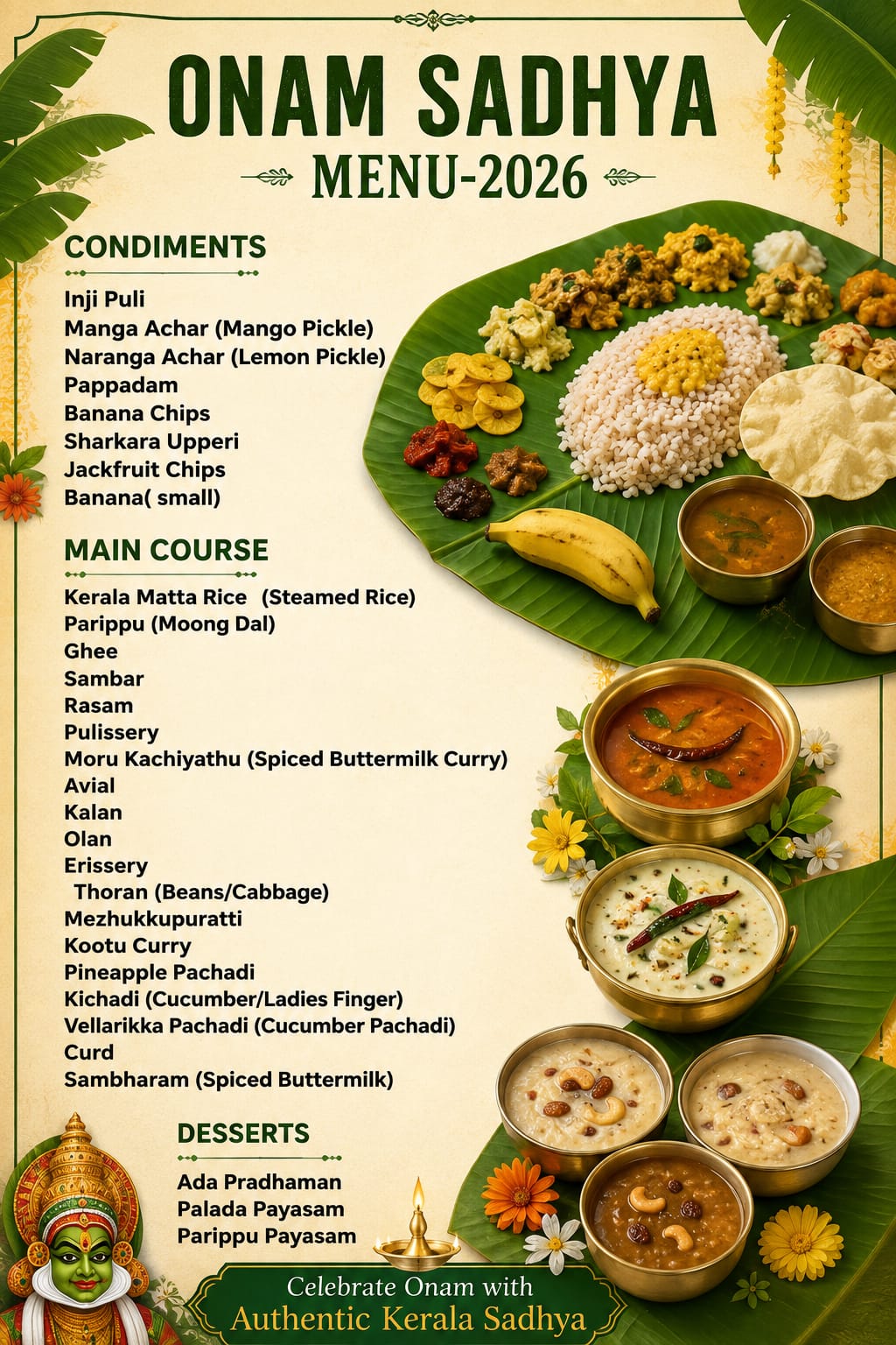 Onam Sadhya menu